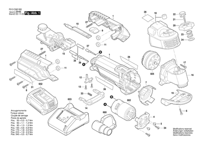 Diagram Diagram and Parts List for MM20V F 013 CM2 000 Bosch Multi-Tool