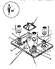 Section 16 Diagram and Parts List for SGT3601  Thermador Cooktop