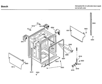 Frame Diagram and Parts List for SHU33A06UC 47 Bosch Dishwasher