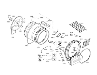 Tub Diagram and Parts List for WTMC8330US 06 Bosch Dryer