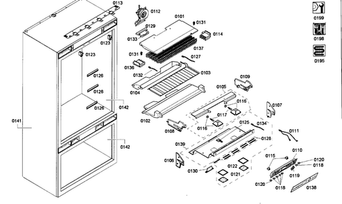 Cabinet Assy Diagram and Parts List for T36IT71NNP 22 Thermador Refrigerator