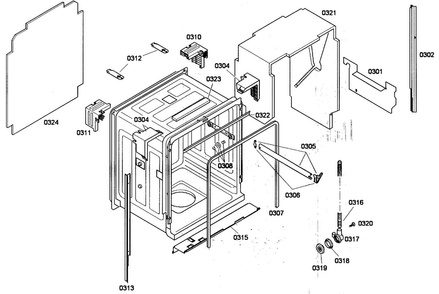Cabinet Diagram and Parts List for SHV68P03UC 53 Bosch Dishwasher