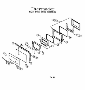 Main Oven Door Assembly Diagram and Parts List for RDF30RS  Thermador Range