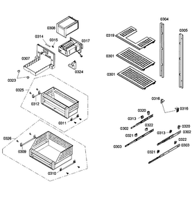 Shelfs Diagram and Parts List for T24ID80NRP 39 Thermador Freezer