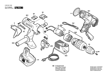 Section 1 Diagram and Parts List for PSB12VE-2 0603941530 Bosch Hammer Drill