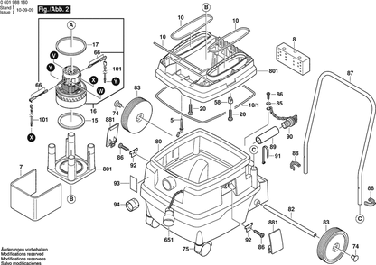 Section 2 Diagram and Parts List for 3931A-PBH 0601988161 Bosch Utility Vacuum