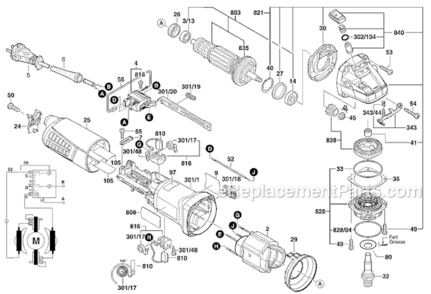 Page A Diagram and Parts List for AG50-10TG  Bosch Angle Grinder