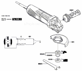 Page B Diagram and Parts List for AG50-125PD  Bosch Angle Grinder