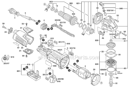 Page A Diagram and Parts List for AG60-125  Bosch Angle Grinder