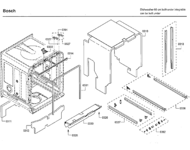 Frame Diagram and Parts List for SHP65TL5UC 09 Bosch Dishwasher