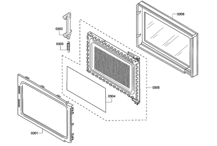 Door Diagram and Parts List for HBL5720UC 08 Bosch Microwave