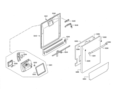 Door/Dispenser Diagram and Parts List for DWHD640JFP B3 Thermador Dishwasher