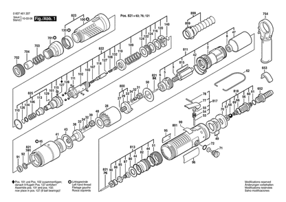 Section 1 Diagram and Parts List for SRG-AK19NM 0607461207 Bosch Screwdriver