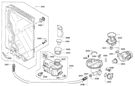 Pump Assy Diagram and Parts List for SHE68E05UC 01 Bosch Dishwasher