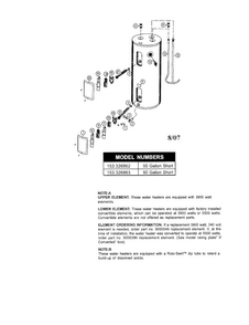 Water Heater Diagram and Parts List for 153326862  Kenmore Water Heater