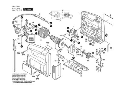 Section 1 Diagram and Parts List for PST50A 0603229162 Bosch Jig Saw