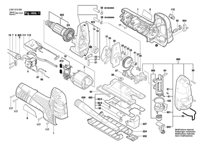 Diagram Diagram and Parts List for GST150CE 3 601 E12 040 Bosch Jig Saw