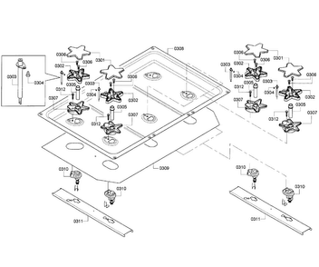 Burners Assy Diagram and Parts List for PRD366GHU 05 Thermador Range