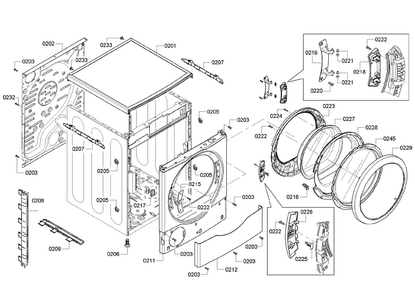 Cabinet Assy Diagram and Parts List for WTVC833PUS 11 Bosch Dryer
