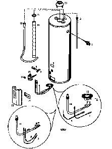 65 Gallon Diagram and Parts List for 153338860  Kenmore Water Heater