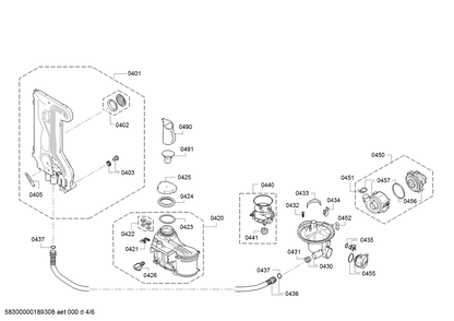 Diagram 4 Diagram and Parts List for SPX68U55UC-42  Bosch Dishwasher