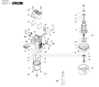 Page A Diagram and Parts List for B1150 0601608535 Bosch Router