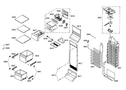Freezer Diagram and Parts List for B22CS30SNI 01 Bosch Refrigerator