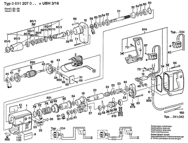 Bosch Ubh 3-16 (0611207034) 1 Diagram and Parts List for 16 0611207034 Bosch Hammer Drill