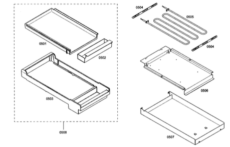 Grille Diagram and Parts List for PRG364EDH01  Thermador Range