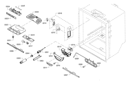 Refrigerator Assy Diagram and Parts List for B22CT80SNP 01 Bosch Refrigerator