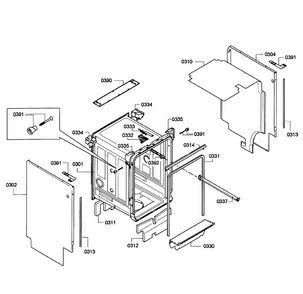 Cabinet Diagram and Parts List for SPV5ES53UC 04 Bosch Dishwasher