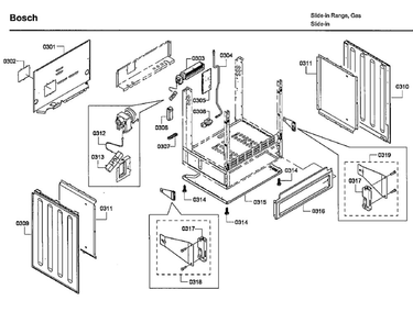Cabinet Diagram and Parts List for HDI7132U 05 Bosch Range