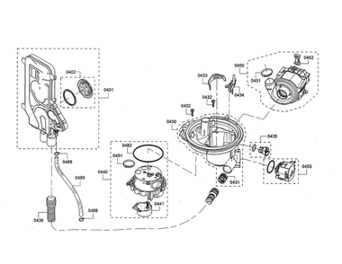 Water Inlet/Sump/Heat Pump Diagram and Parts List for SHE863WF6N 01 Bosch Dishwasher