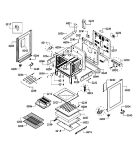 Oven Assy Diagram and Parts List for HES3053U 04 Bosch Range