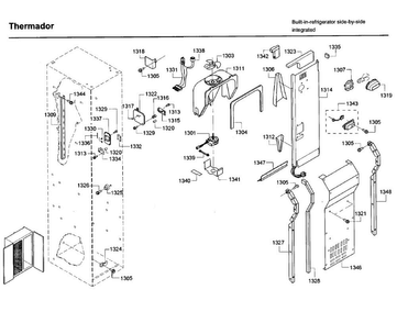 Fan Asy Diagram and Parts List for T42BD820NS 02 Thermador Refrigerator