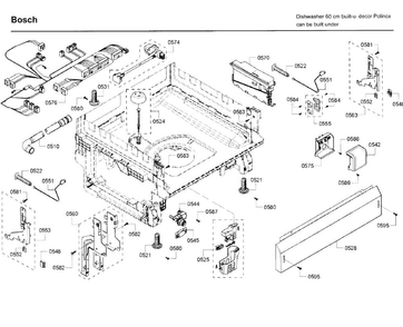 Base Diagram and Parts List for SHE3AR76UC 22 Bosch Dishwasher