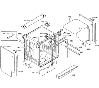 Cabinet Diagram and Parts List for SGE63E15UC 50 Bosch Dishwasher