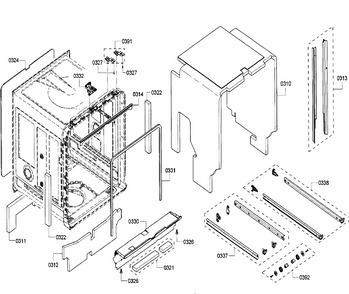 Cabinet Diagram and Parts List for SHXN8U55UC 06 Bosch Dishwasher