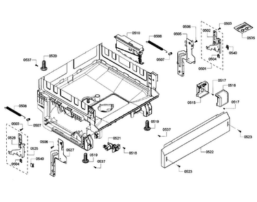 Base Section Diagram and Parts List for SHX6AP05UC 06 Bosch Dishwasher