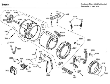 Tub Diagram and Parts List for WFMC4301UC 05 Bosch Washer
