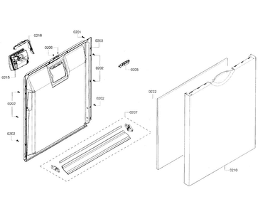 Door Assy Diagram and Parts List for SHE3AR52UC 07 Bosch Dishwasher