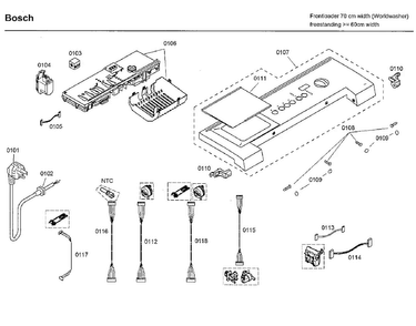 Control Panel Diagram and Parts List for WFMC3301UC 03 Bosch Washer