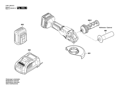 Page 2 Diagram and Parts List for GWX18V-13C 3601JH6613 Bosch Angle Grinder