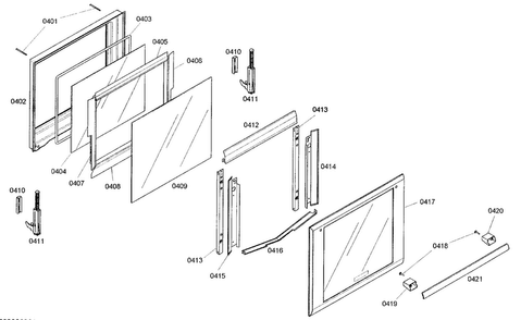 Top Oven Door Diagram and Parts List for MED272EB01  Thermador Wall Oven