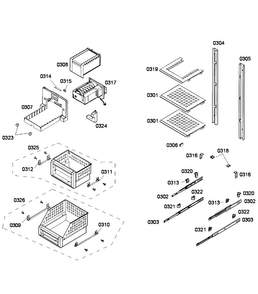 Shelfs Diagram and Parts List for T18ID80NLP 35 Thermador Freezer