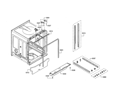 Tub/Trim Diagram and Parts List for DWHD440MFP 08 Thermador Dishwasher