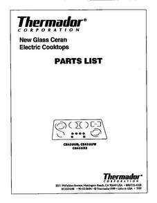 Cover Diagram and Parts List for CE456UW  Thermador Cooktop