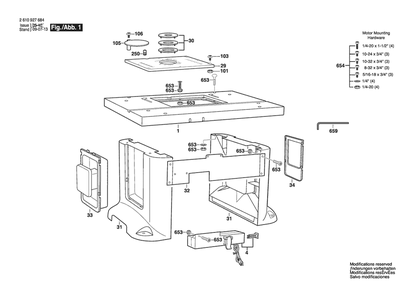 Section 1 Diagram and Parts List for 2610927684  Bosch Tool Stand & Cart