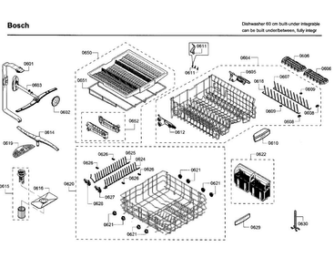 Rack Diagram and Parts List for SHV68TL3UC 07 Bosch Dishwasher