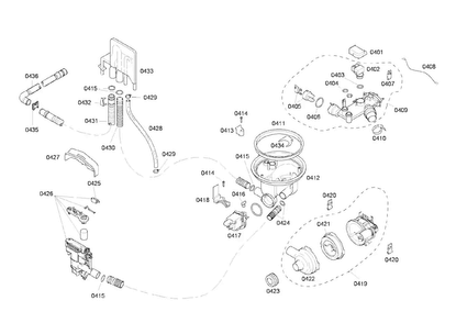 Pump Assy Diagram and Parts List for SHE45C05UC 50 Bosch Dishwasher
